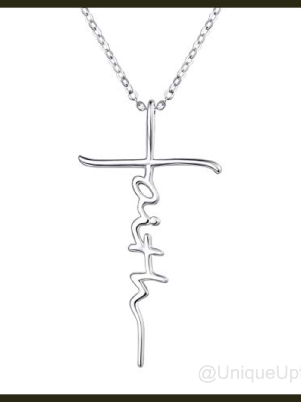 925 Sterling Silver Cross Pendant Necklace 38mm Adjustable 18-20"